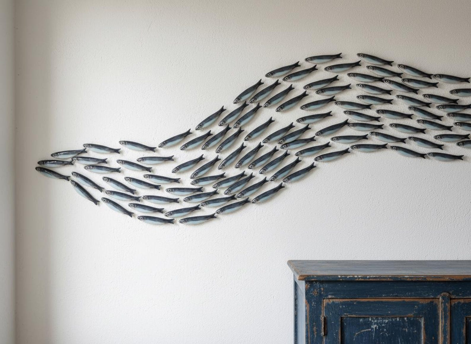 Ceramic Fish Wall Art Sculpture, School of Fish Design image 2