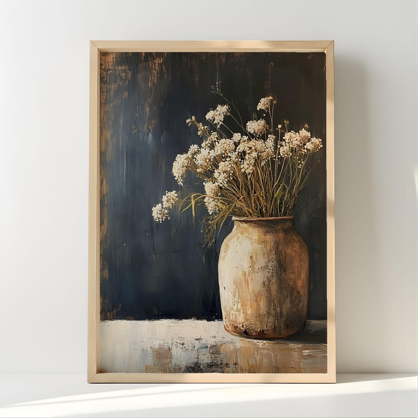 Framed Still Life Floral Vase Oil Painting Print Wall Art image 1